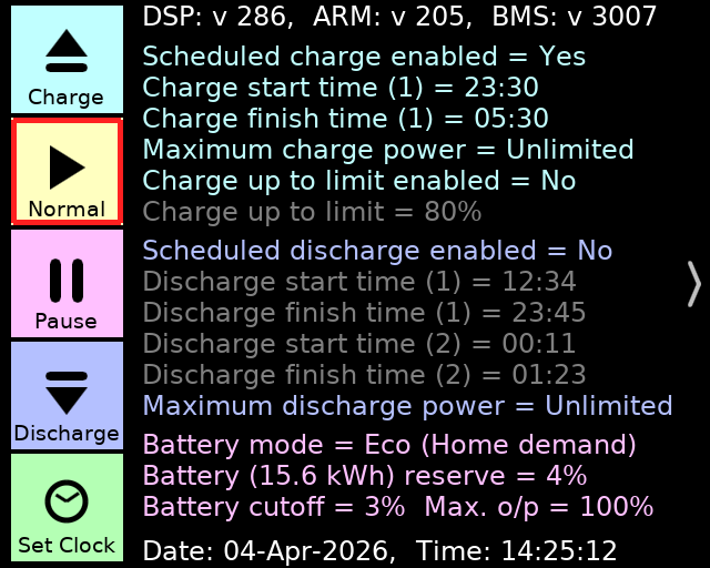 Settings page